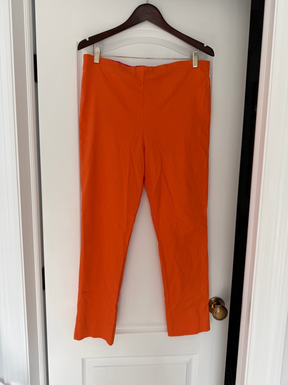 Gretchen Scott Gripeless Pull on Pants Ankle Straight Leg Orange Tangerine Large - Picture 4 of 8
